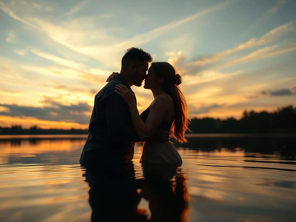 Emotionen beim Paarshooting am See