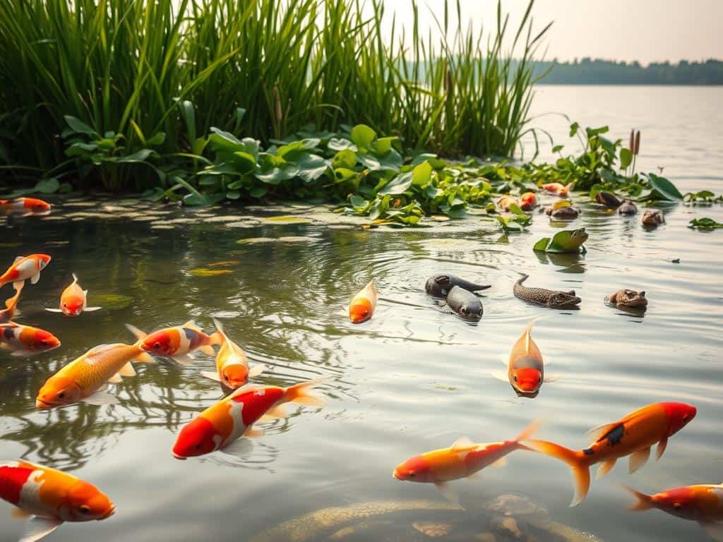 Fische und Amphibien im See