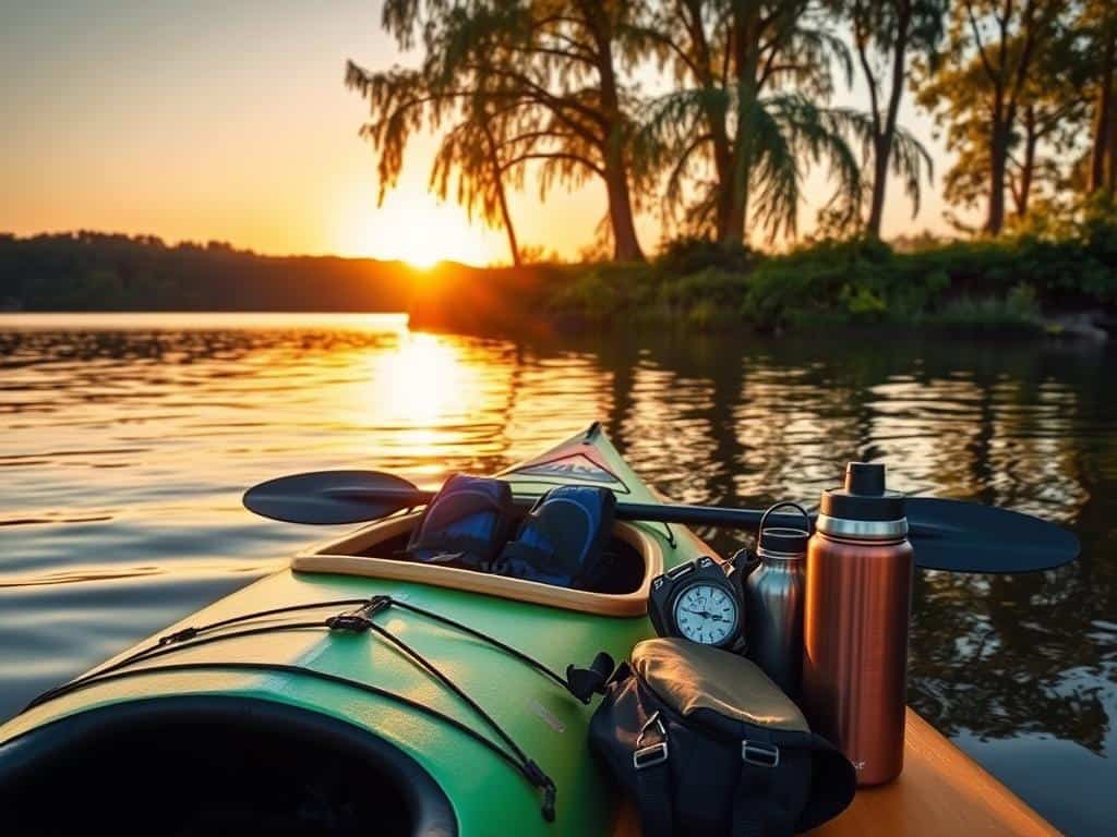 Kanuausrüstung für Sonnenuntergangstouren