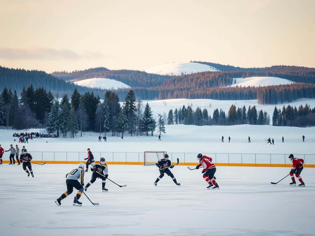 Professionelles Eishockey-Event auf Natureis