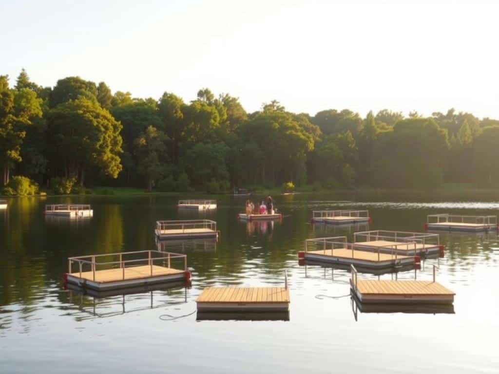 Schwimmplattformen auf Badeseen