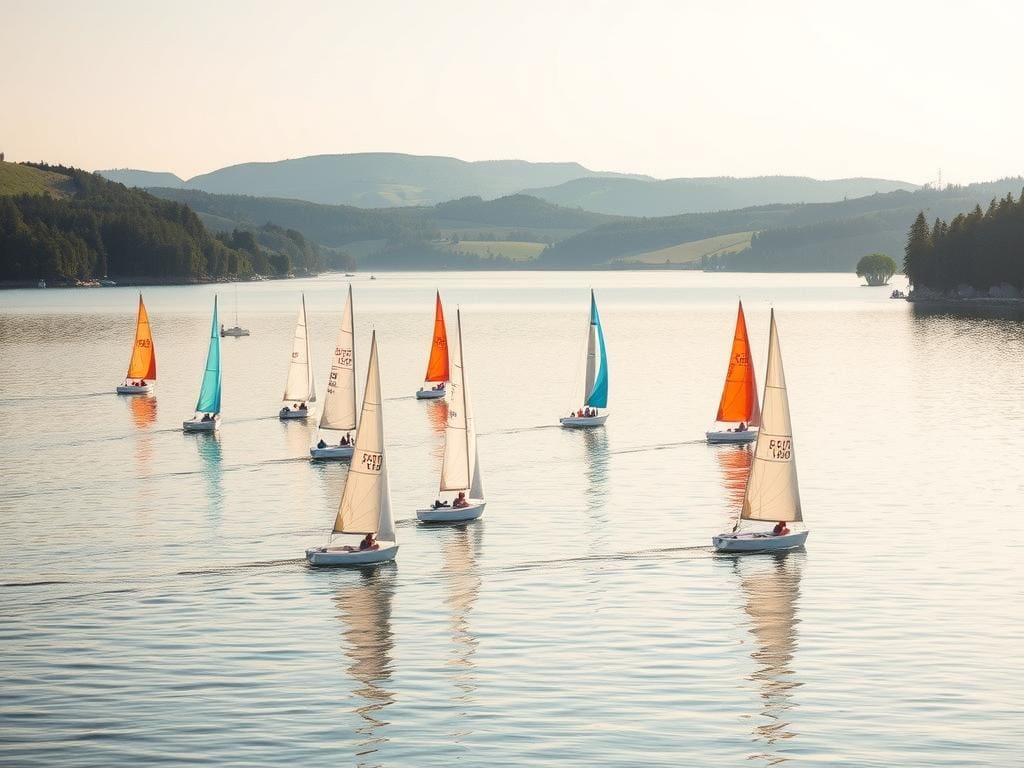 Segelmanöver auf Binnensee