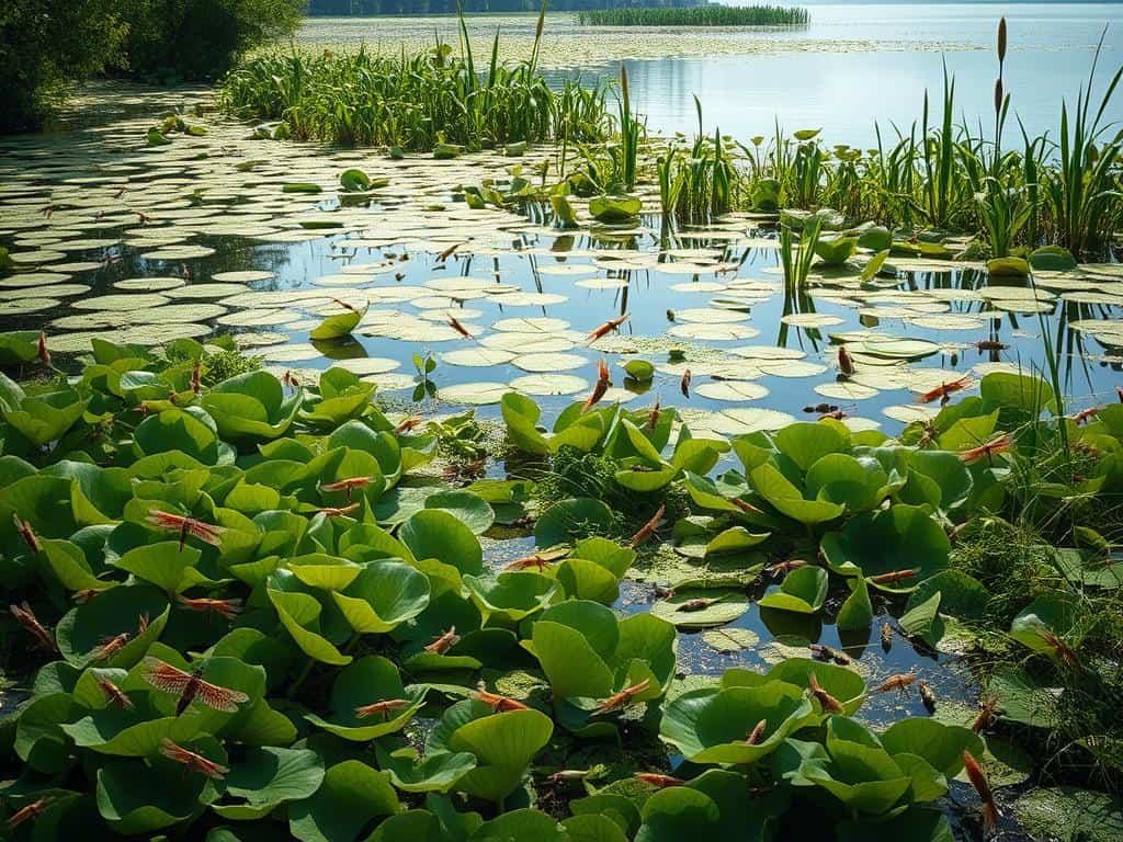 Tierische Wasserpflanzenzonen Bewohner