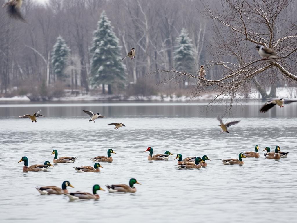 Winterliche Vogelwelt am See