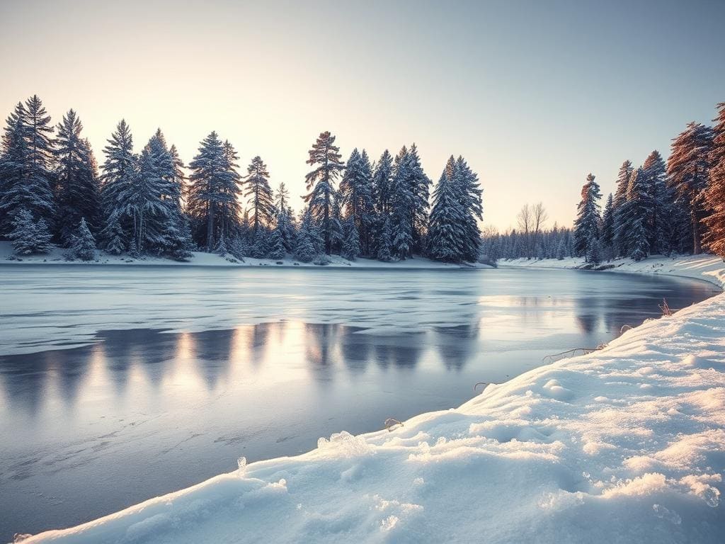Winterpanorama zugefrorener See