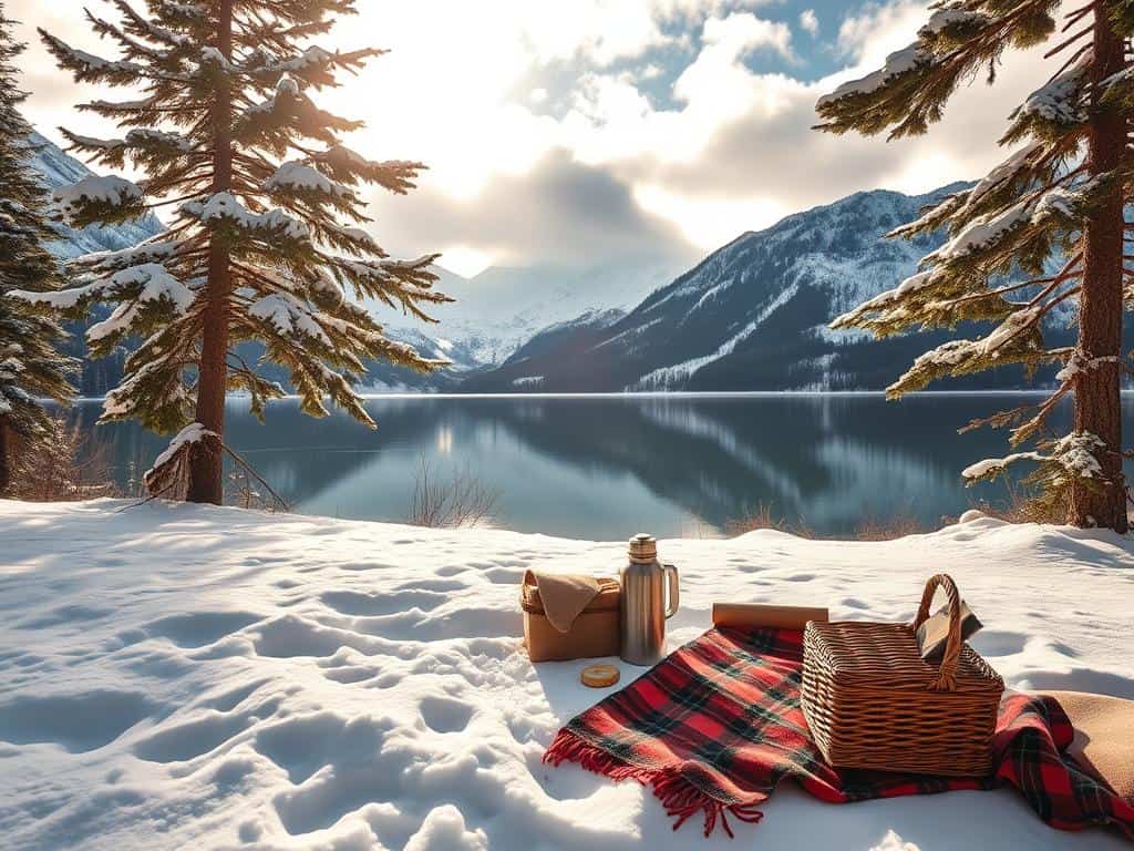 idealer Winterpicknickplatz am See