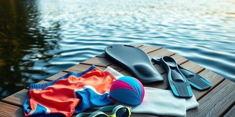 Ausrüstung zum Schwimmen am See