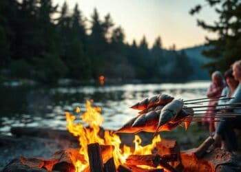 Fisch grillen am See