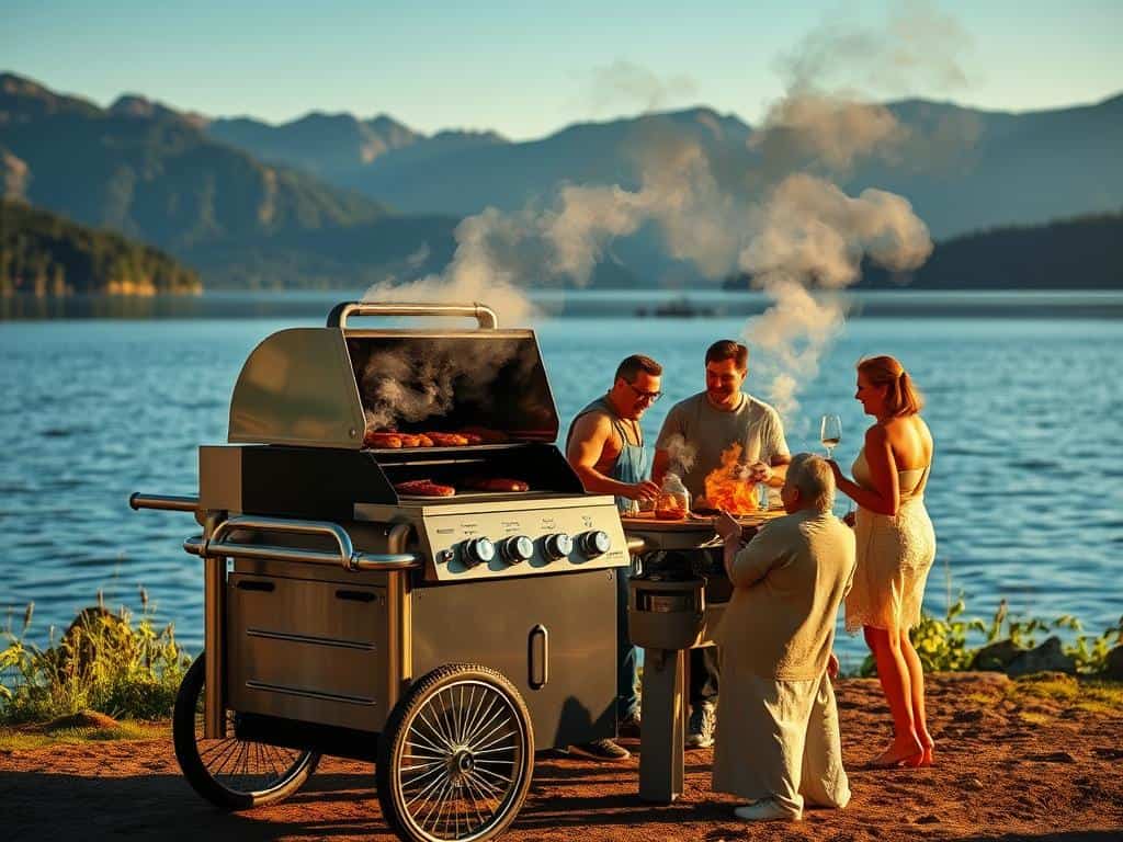 Grillwagen am Seeufer