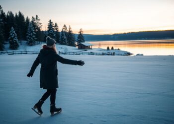 Romantische Winteraktivitäten am See