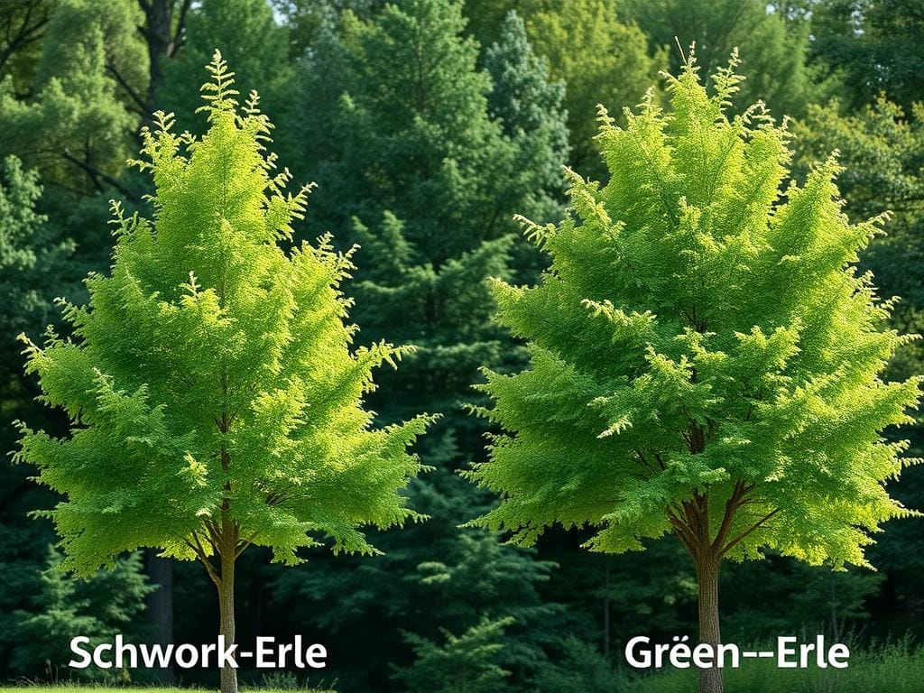 Schwarz-Erle versus Grün-Erle