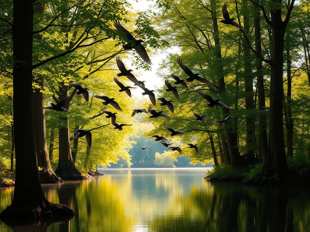 Vögel in Schwarz-Erlenwäldern