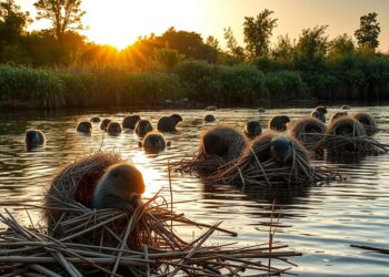 Wie Nutrias und andere Tiere ihre Nester und Bauten am See gestalten