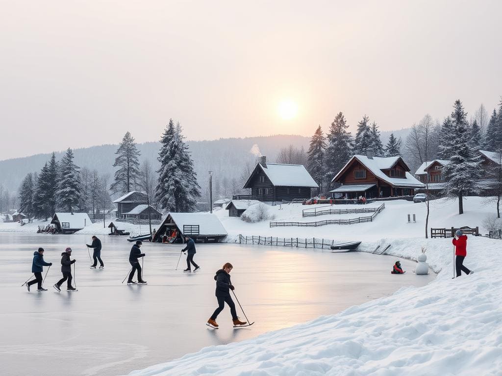 Winteraktivitäten am Seeufer