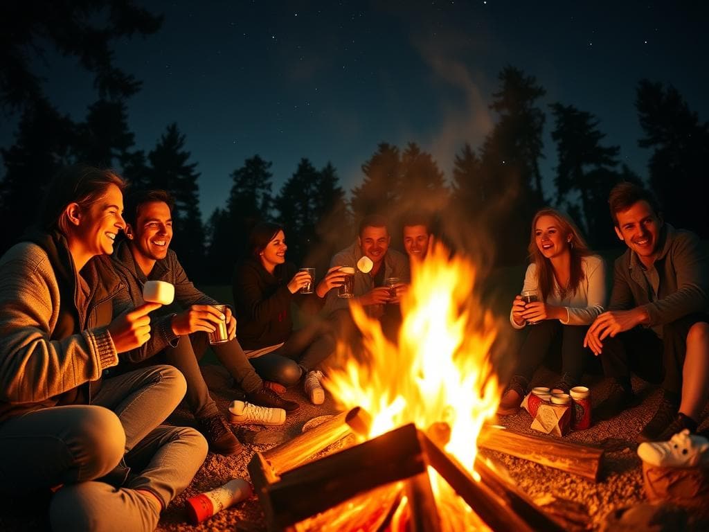 Aktivitätsspiele am Lagerfeuer