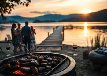 Grillen bei Sonnenuntergang