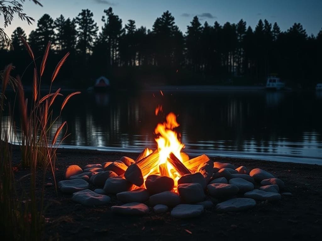 Lagerfeuer am Seeufer