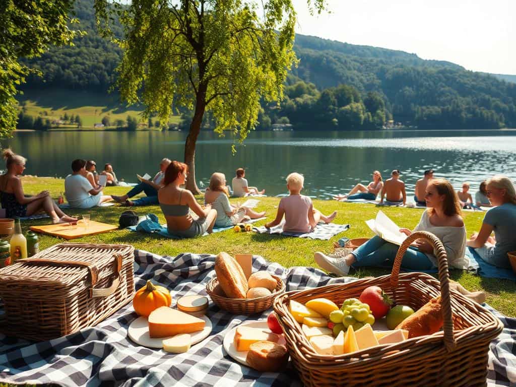 Picknicken am Seeufer