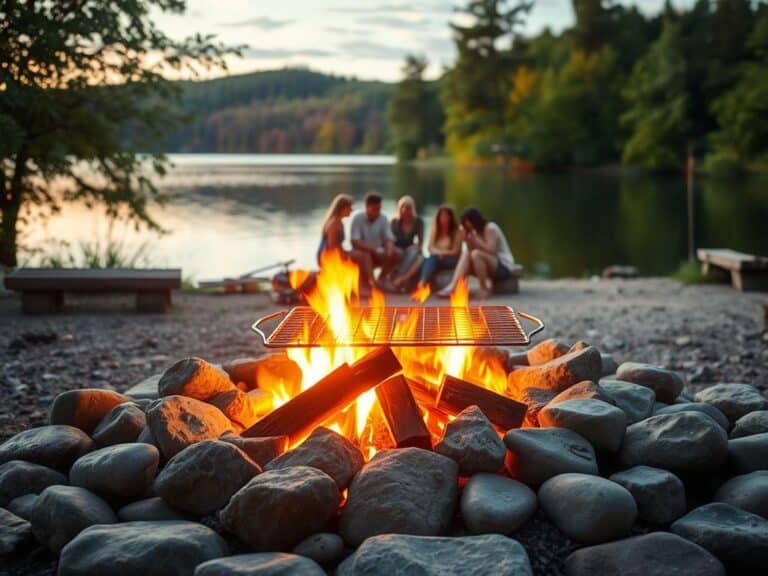 Mehr über den Artikel erfahren Wie man ein Lagerfeuer am See zum Grillen richtig entfacht und nutzt