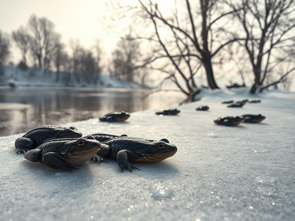 Winterstarre bei Amphibien im See