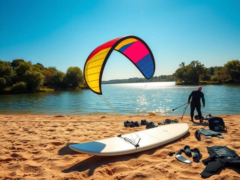 Mehr über den Artikel erfahren Die richtige Ausrüstung zum Kitesurfen am See