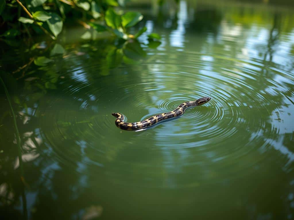 Ringelnattern beim Schwimmen