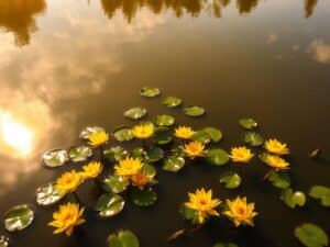 Mehr über den Artikel erfahren Teichrosen am Ufer – Gelbe Blütenpracht in flachen Gewässern