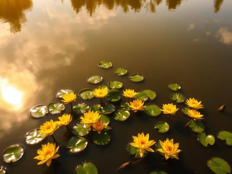 Mehr über den Artikel erfahren Teichrosen am Ufer – Gelbe Blütenpracht in flachen Gewässern