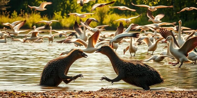 Tierische Revierkämpfe am Seeufer
