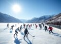 Eishockeyturnier auf dem zugefrorenen See veranstalten