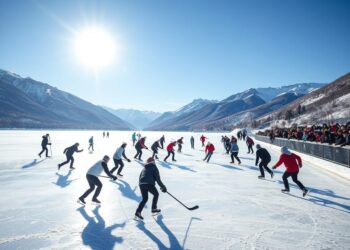 Eishockeyturnier auf dem zugefrorenen See veranstalten