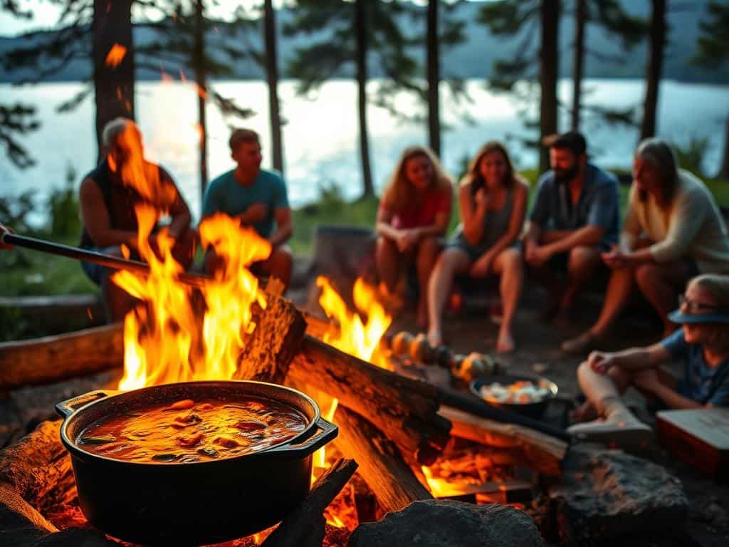 Kochen über offenem Feuer Techniken