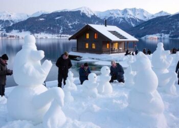 Schneeskulpturen am See gestalten