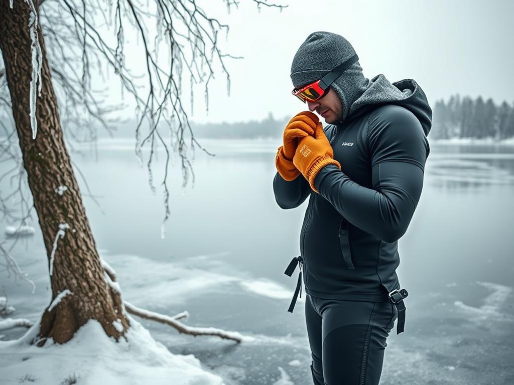 Vorbereitung auf Eisschwimmen