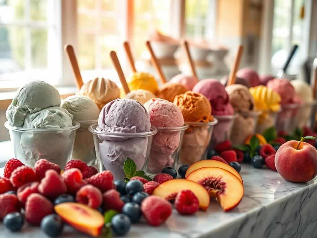 Eisvariationen mit frischen Zutaten