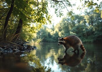 Natürliche Feinde und Gefahren für Waschbären am See