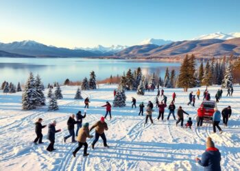 Schneeballschlacht-Turnier am Seeufer