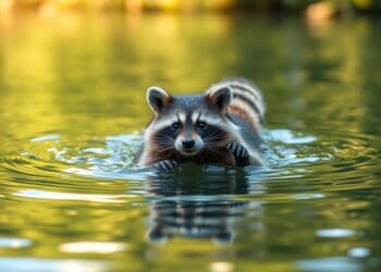 Waschbären als Schwimmer