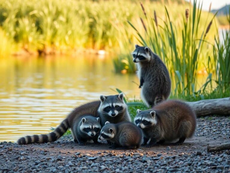 Mehr über den Artikel erfahren Wie Waschbären ihre Jungen aufziehen -Familienleben in der Nähe von Seen