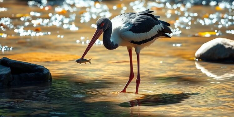Die Ernährung des Schwarzstorches: Was frisst er am und im Wasser?