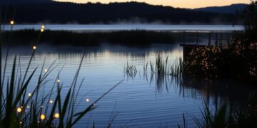 Glühwürmchen am Seeufer