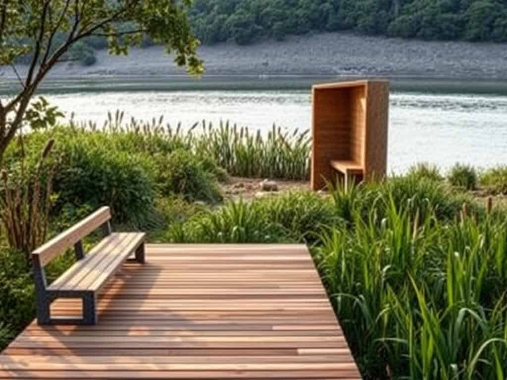 Moderne Naturbeobachtungsstation am Gewässer