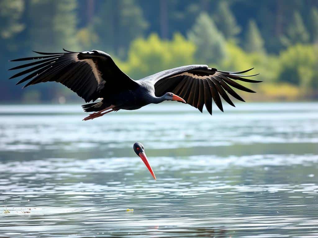 Schwarzstorch Jagdverhalten