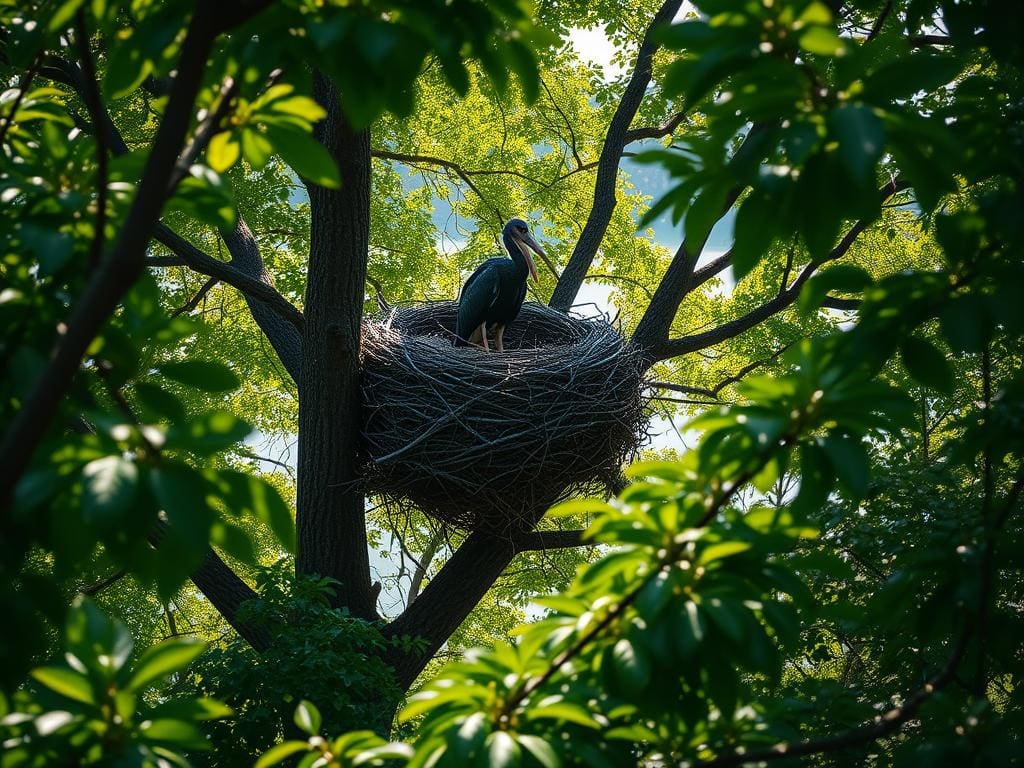 Schwarzstorch Nest