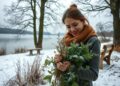 Winterliche Kräuter sammeln und Tee am See zubereiten
