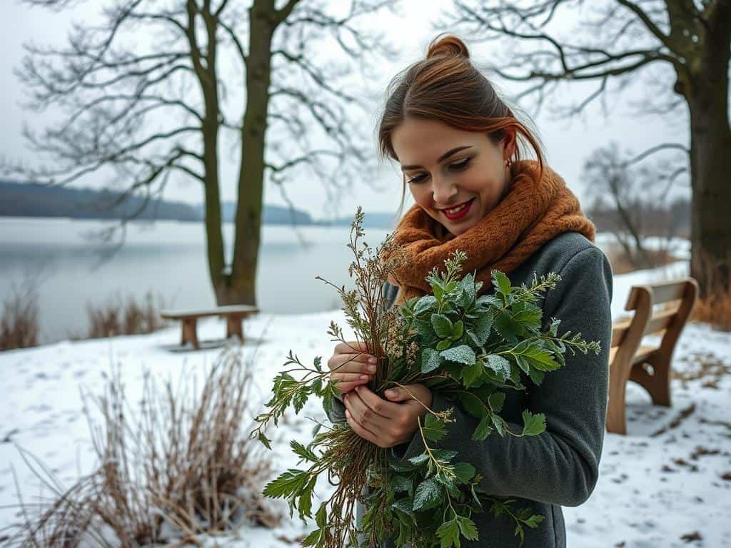 Du betrachtest gerade Winterliche Kräuter sammeln und Tee am See zubereiten